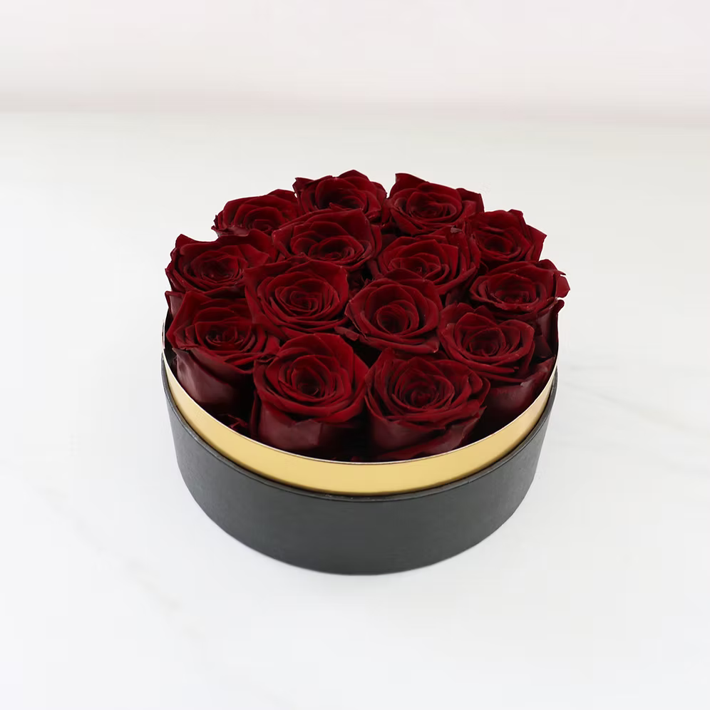 Acrylic Box with Burgundy Eternal Roses
