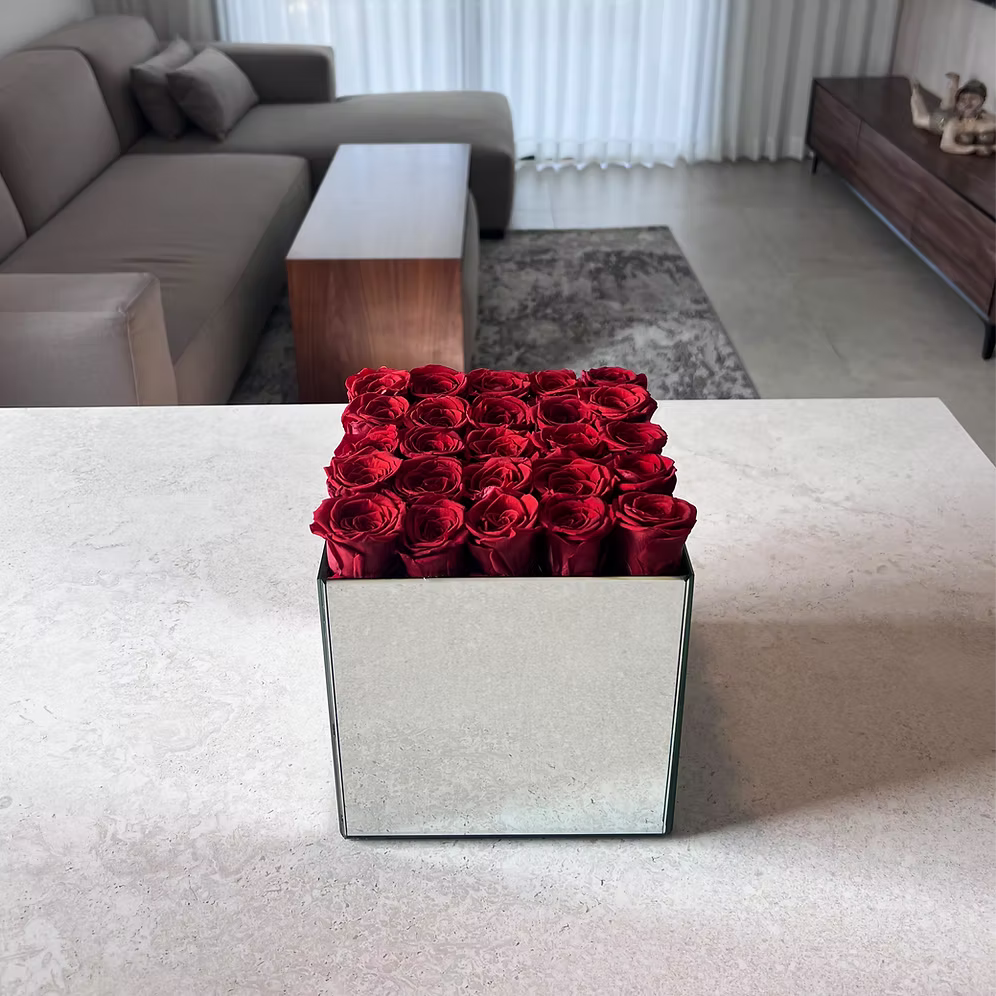 Luxury Mirrored Box with Red Roses