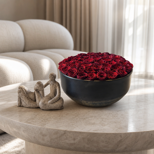 Ceramic Vase · 50 Red Eternal Roses