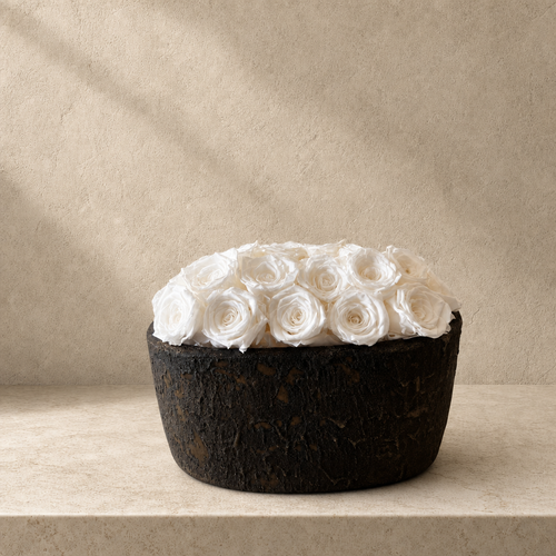 Ceramic Vase · 21 White Eternal Roses